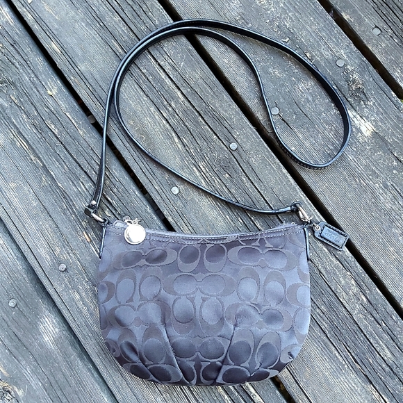 Coach Dark Grey Signature Pleated Crossbody F44744 - Picture 2 of 12